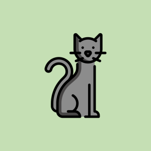 Pictogramme d'un chat assis gris